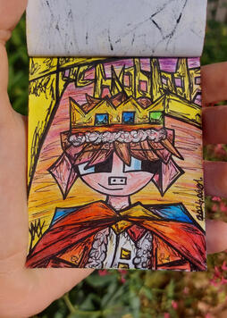 This is a photo of me holding up the drawing of Techno