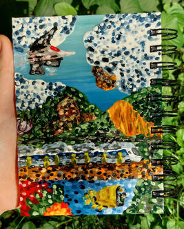 This is another photo of my painted sketchbook that I made last year