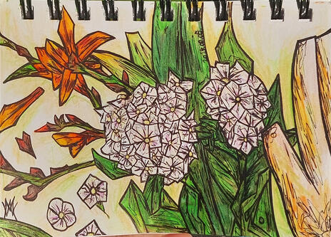 This is a photo of another traditional piece from my sketchbook