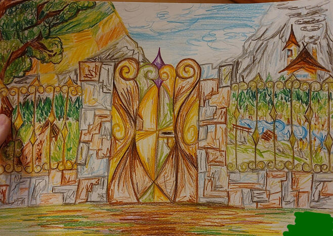 This is a photo of a piece that shows a gate from my book