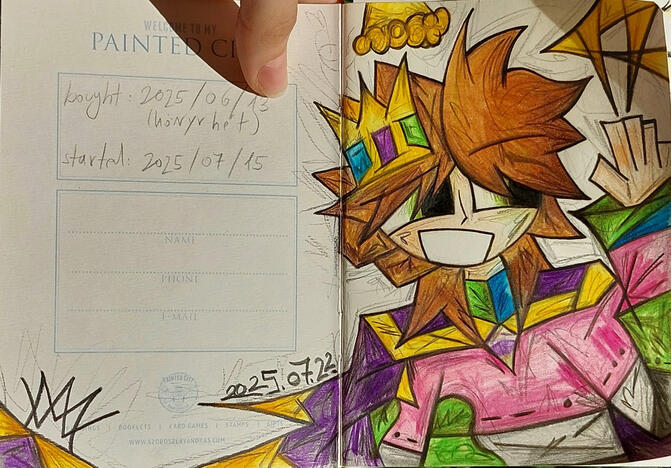 This is a photo of the first drawing from my current sketchbook which I made for my birthday