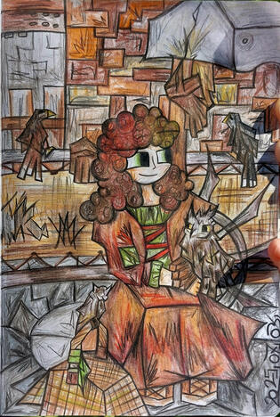 This is a photo of a piece I made of someone from a medieval fair